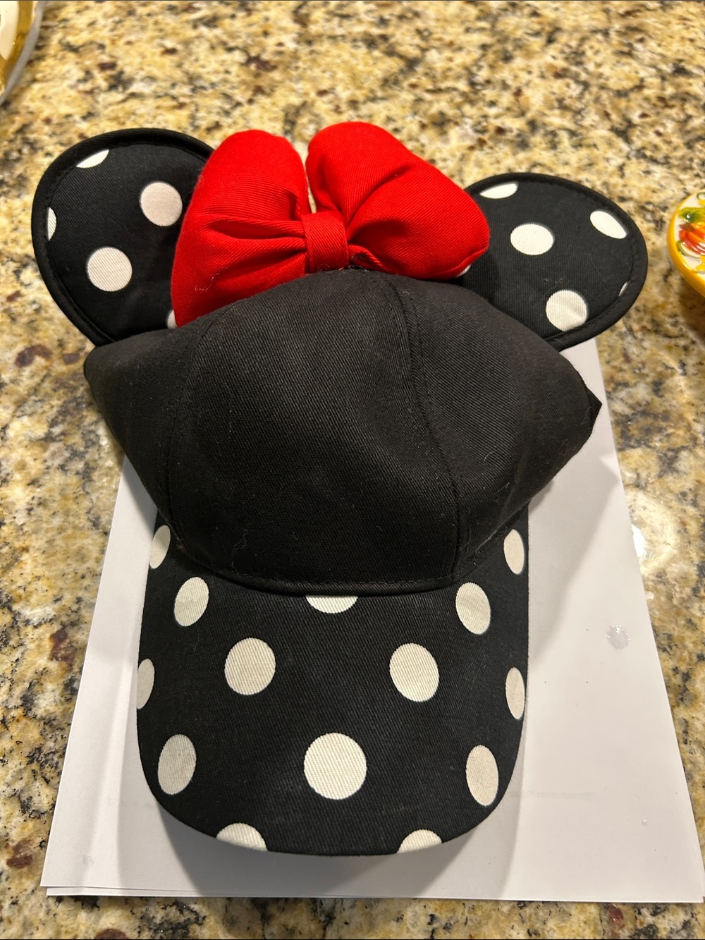 Women  Polka Dot Minnie-Style Cap with Red Bow